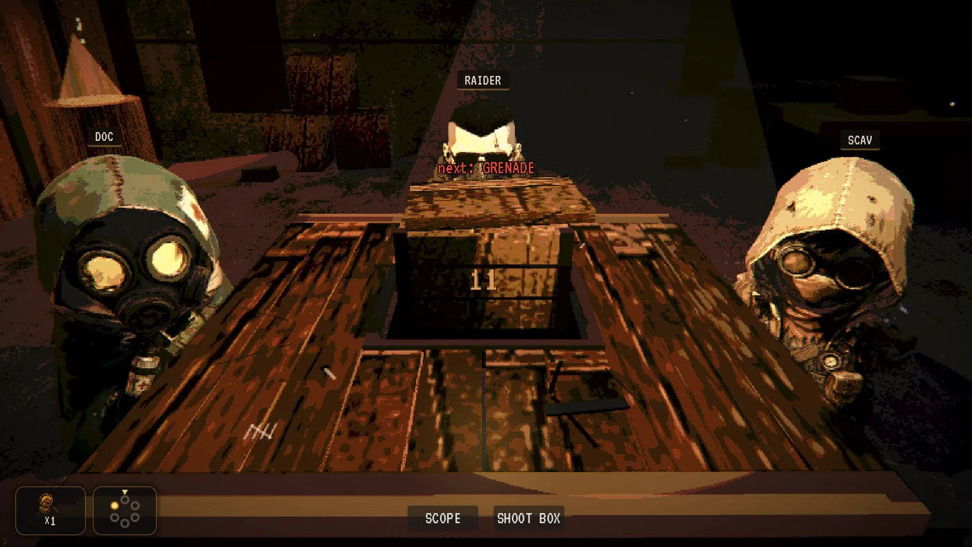 Using the scope to preview the next parcel in the crate